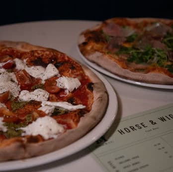 Pizza served at Horse & Wig in Holborn