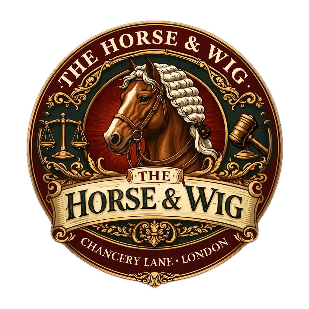 Horse and Wig round crest